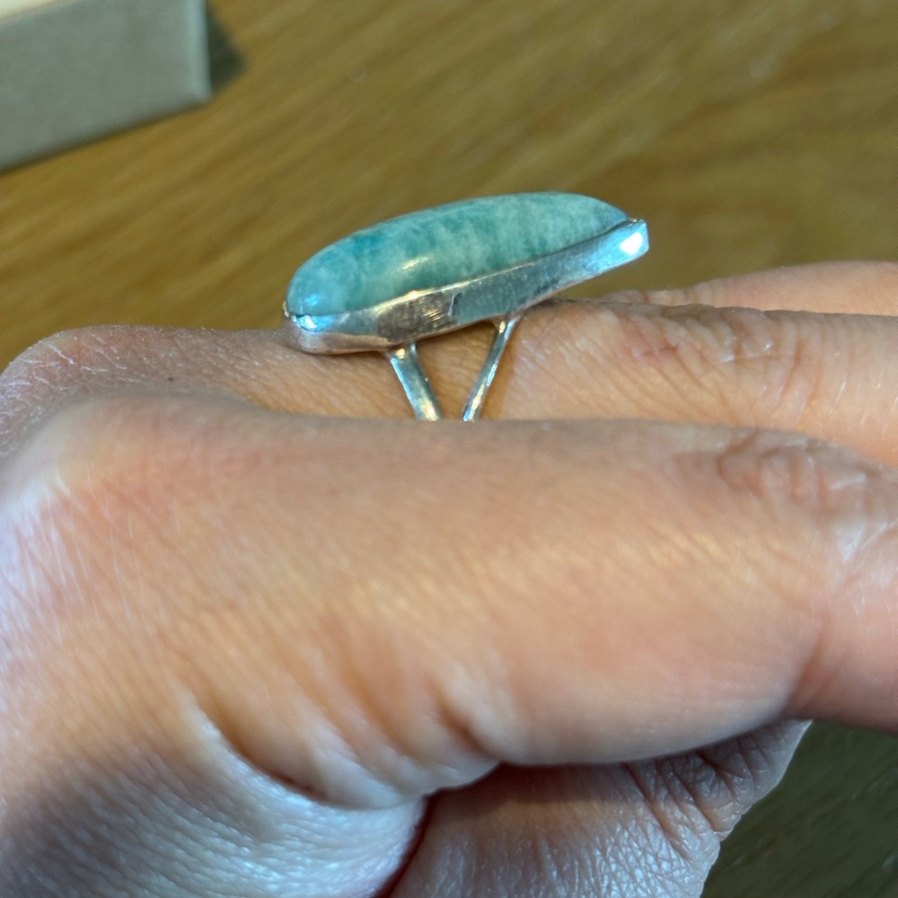 Teardrop Amazonite Ring Sterling Silver Size 9 - image 2